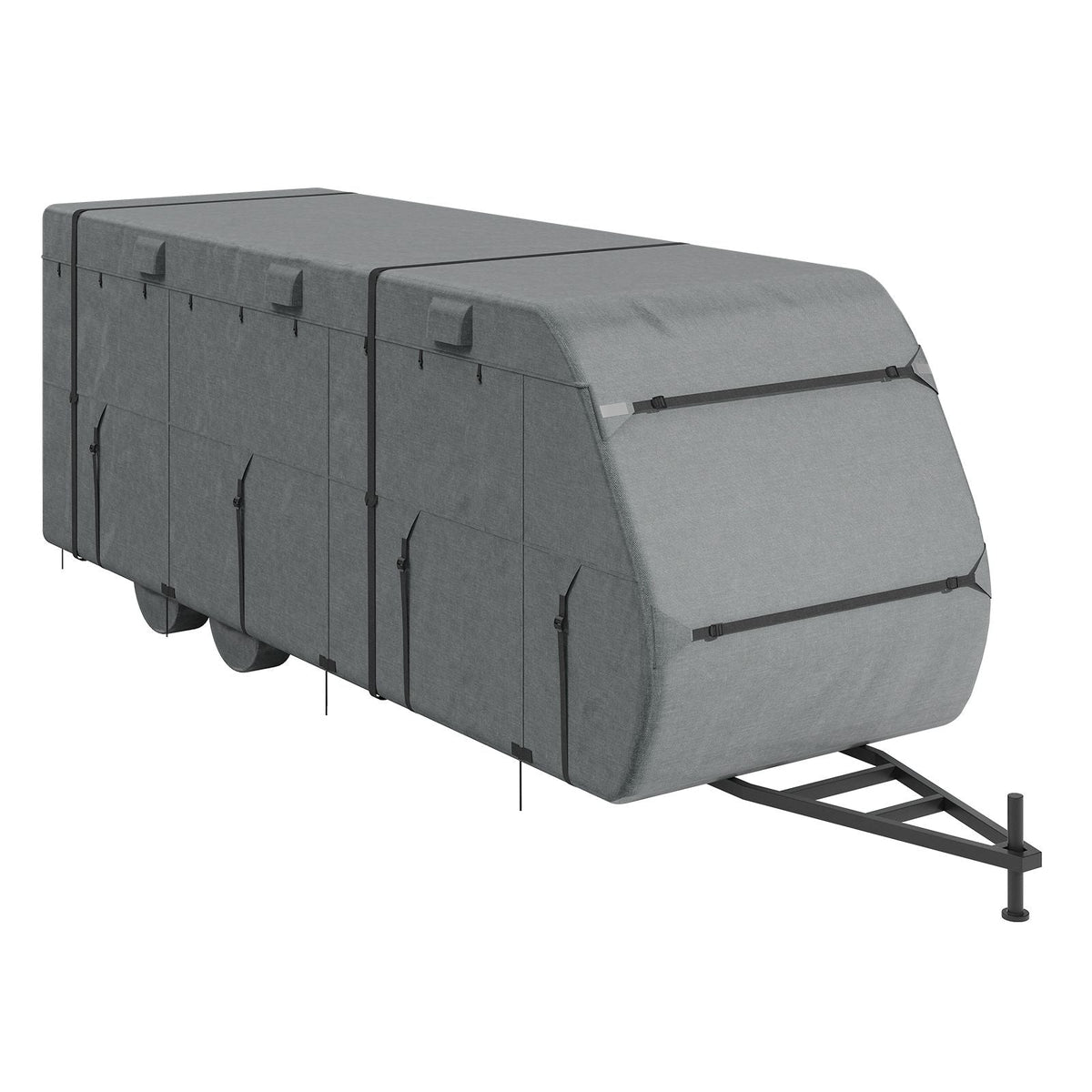 Travel Trailer Cover, 28-31 ft RV Cover, Top 300D Oxford Fabric Camper Cover, Waterproof, Windproof and Rip-Stop Class A RV Cover, with Storage Bag, Repair Patches, Straps and Tire Covers