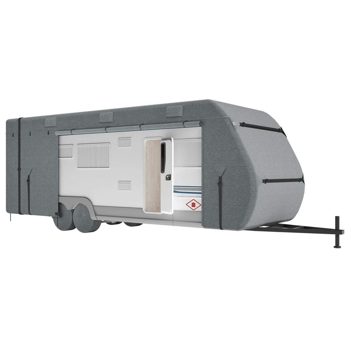 Travel Trailer Cover, 28-31 ft RV Cover, Top 300D Oxford Fabric Camper Cover, Waterproof, Windproof and Rip-Stop Class A RV Cover, with Storage Bag, Repair Patches, Straps and Tire Covers