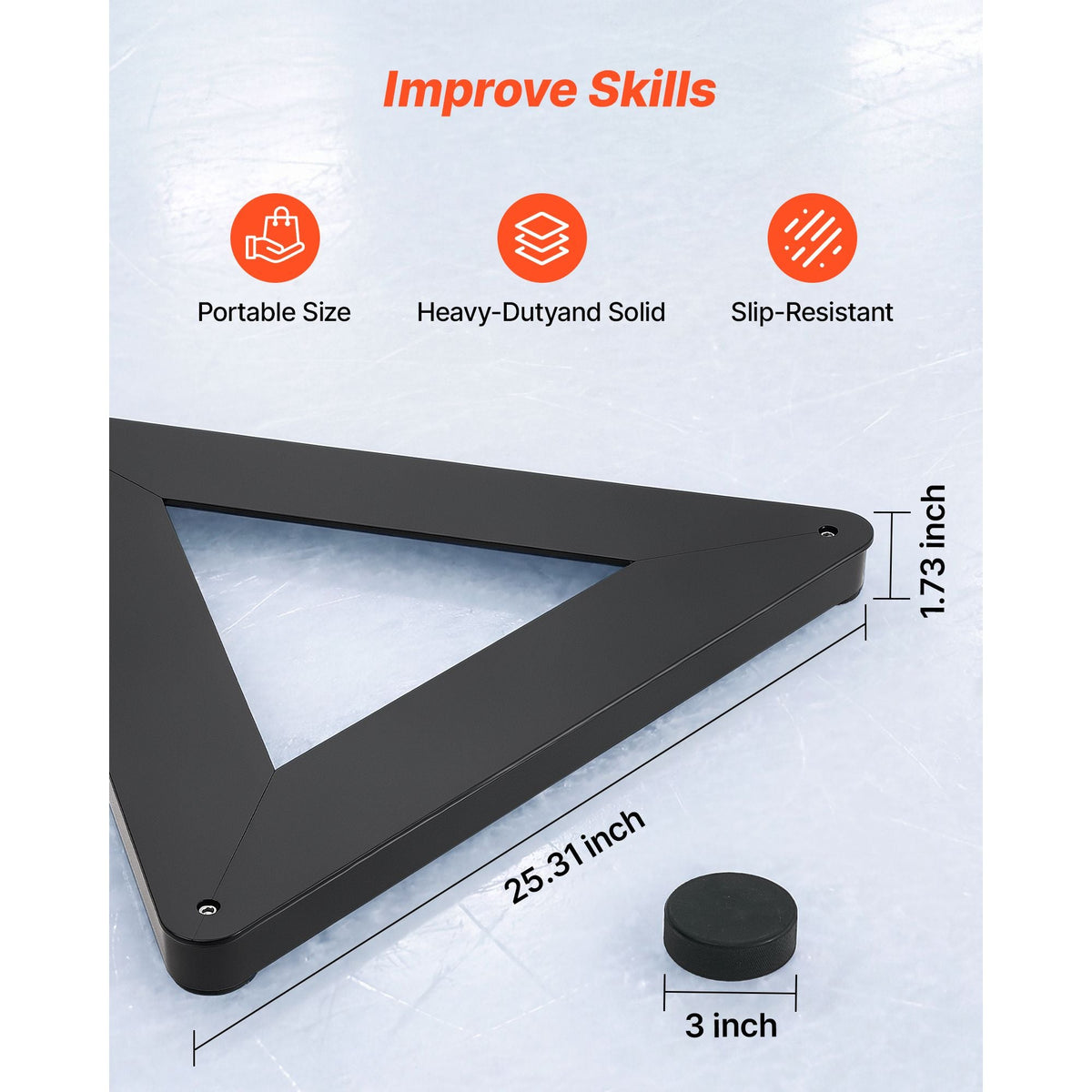 Triangle Hockey Passer, Heavy-Duty Multi-Angle Rebounder, Hockey Passing Aid, Passing & Stick Handling Trainer, Off-Ice & On-Ice Portable Equipment, Help Improve Puck Control & Shooting