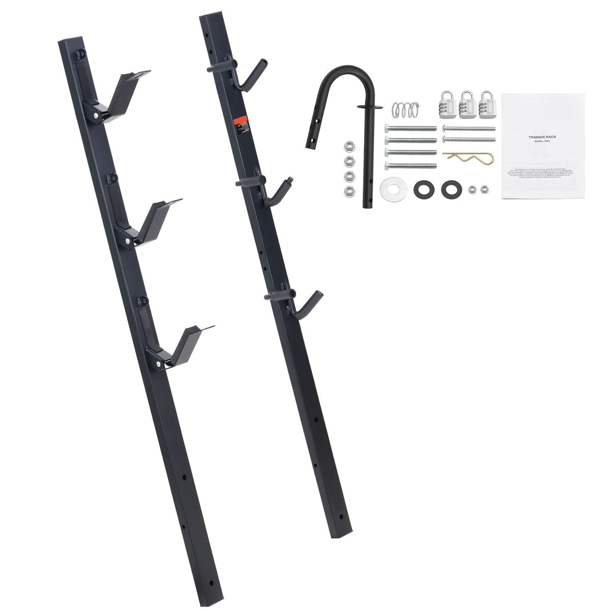 Trimmer Rack, 3 Place Weeder Trimmer Rack, Locking Trim Holder Landscape Trailer Rack Carrier Mount on Open Pickup/Trailer Enclosed Trailers, Pair