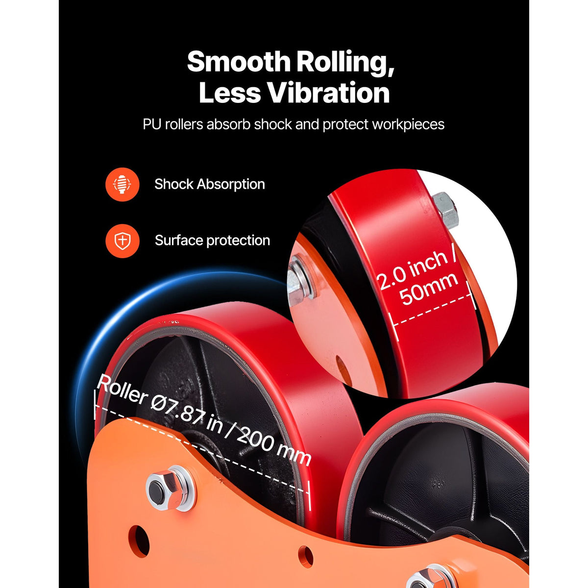 Turning Rolls Linkage Roller, 2205 lbs Load Capacity, 2"-24" Diameter Adjustable, PU Rollers, Pipe Tank Turning Rolls Linkage Roller Rotary Welding Positioner, for Welding Equipment Support