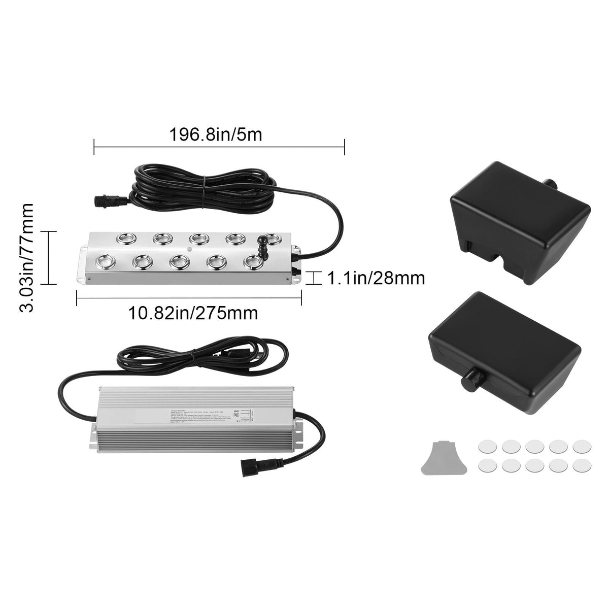 Ultrasonic Mist Maker 10 Head, 7000mL/H Ultrasonic Fogger, Mist Maker with 280W IP67 Waterproof Power Supply, Buoy, Replacement Discs, for Pond, Garden, Rockery, Greenhouse, Halloween Decoration