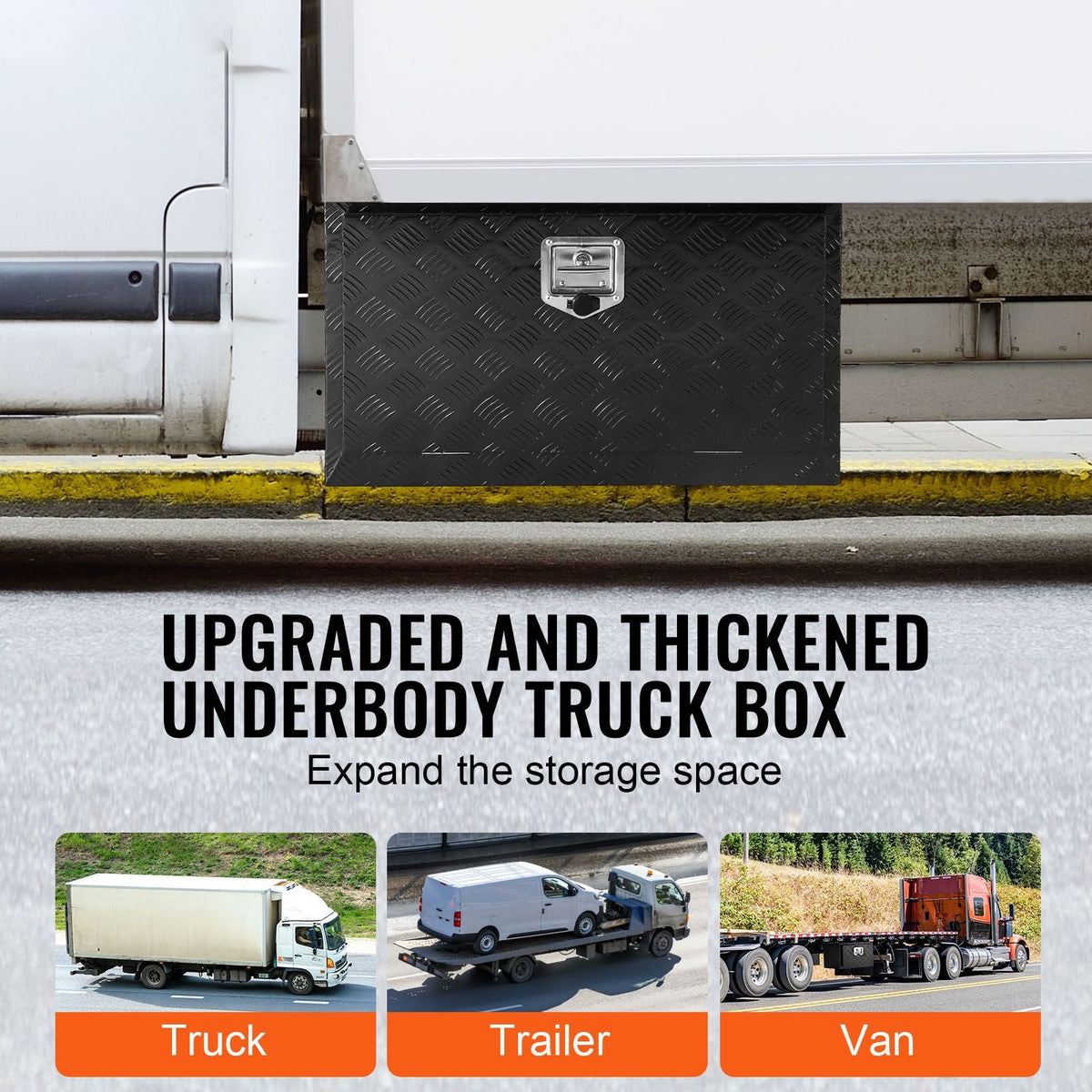 Underbody Truck Box, 30" x 14" x 16" Pickup Storage Box, Heavy Duty Aluminum Diamond Plate Tool Box with Lock and Keys, Waterproof Trailer Storage Box with T-Handle Latch for Truck, Van, Trailer