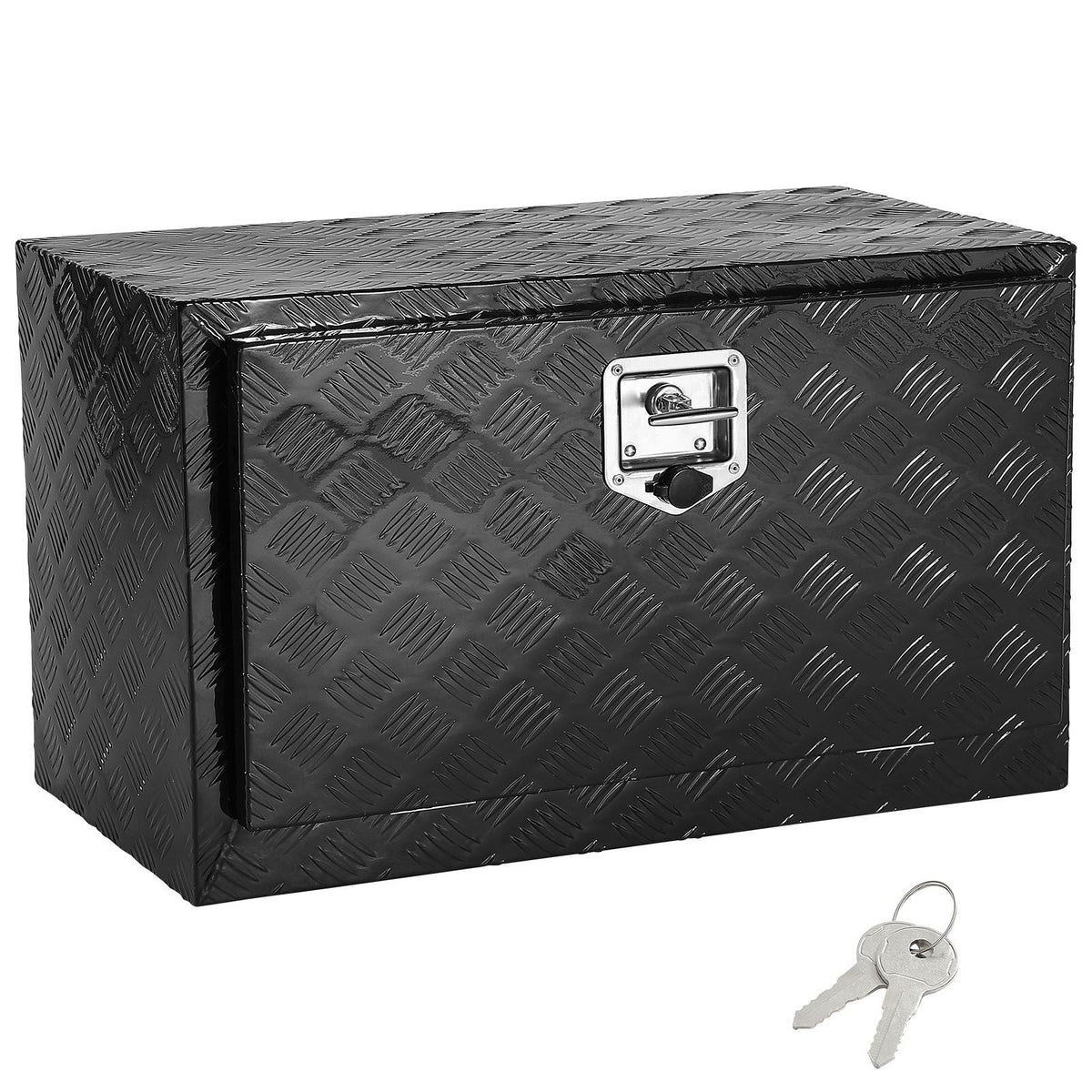 Underbody Truck Box, 30" x 14" x 16" Pickup Storage Box, Heavy Duty Aluminum Diamond Plate Tool Box with Lock and Keys, Waterproof Trailer Storage Box with T-Handle Latch for Truck, Van, Trailer