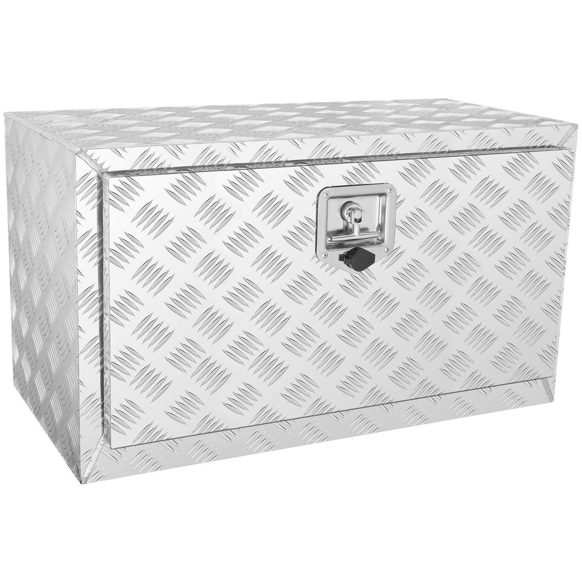 Underbody Truck Box, 30"×17"×18" Pickup Storage Box, Heavy Duty Aluminum Diamond Plate Tool Box with Lock and Keys, Waterproof Trailer Storage Box with T-Handle Latch for Truck, Van, Trailer