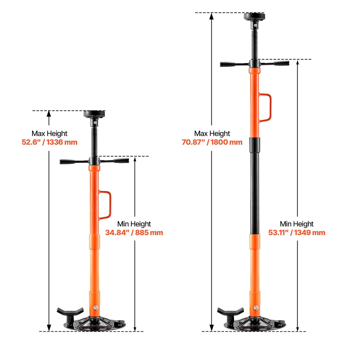 Underhoist Support Stand, 1 Ton (2204 lbs) Capacity Under Hoist Jack Stand with Handle, Adjustable Height, Bearing Mounted Spin Handle, Self-Locking Threaded Screw, Support Vehicle Components
