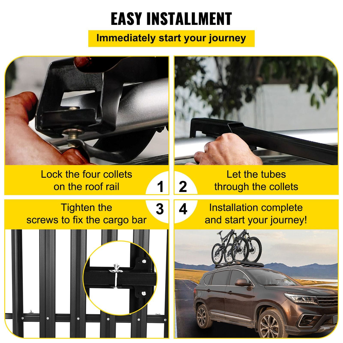 Universal 50.4 x 36.4 Inch Roof Basket, Basket Roof Rack, Aluminum Roof Mounted Cargo Rack with Bars XL-B for Car Top Luggage Traveling SUV Holder
