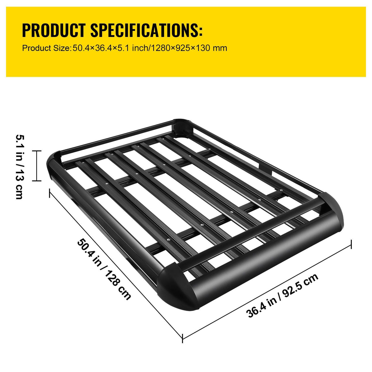 Universal 50.4 x 36.4 Inch Roof Basket, Basket Roof Rack, Aluminum Roof Mounted Cargo Rack with Bars XL-B for Car Top Luggage Traveling SUV Holder