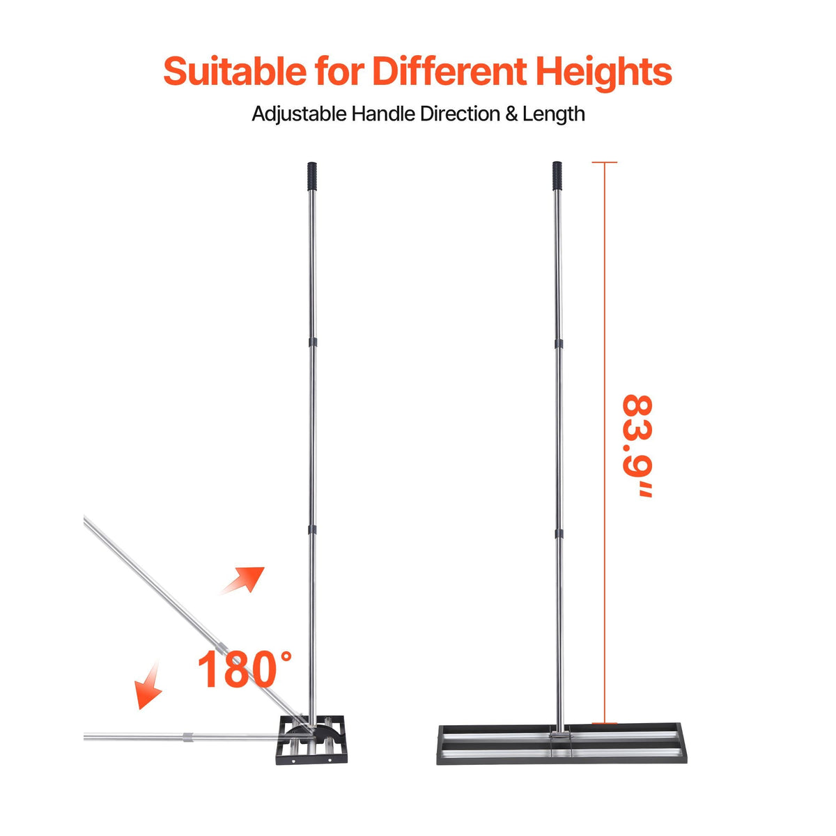 Updated Lawn Leveling Rake with Roller, 30" x 10" Stainless Steel Lawn Leveler with 83.9" Adjustable Handle, Heavy Duty Yard Leveling Rake, Effort Saving Lawn Leveling Tool for Yard Golf Court