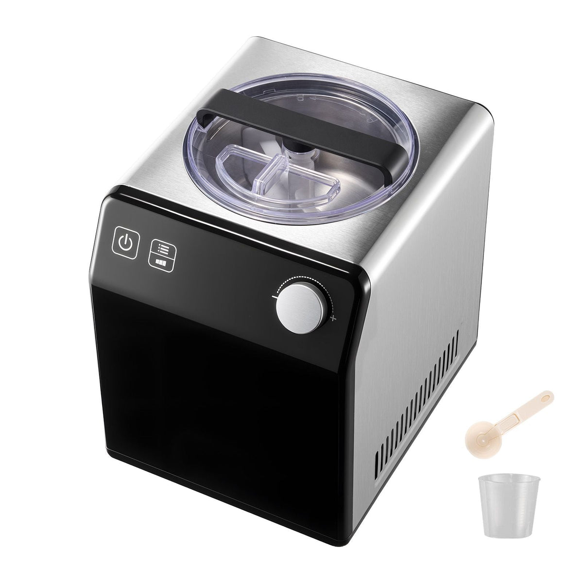 Upright Automatic Ice Cream Maker with Built-in Compressor, 2 Quart No Pre-freezing Fruit Yogurt Machine, Stainless Steel Electric Sorbet Maker, 4 Modes Gelato Maker with Digital Display & Timer