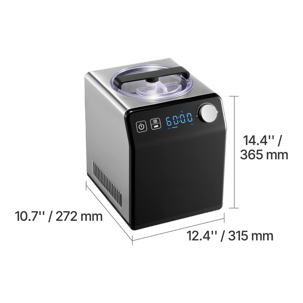 Upright Automatic Ice Cream Maker with Built-in Compressor, 2 Quart No Pre-freezing Fruit Yogurt Machine, Stainless Steel Electric Sorbet Maker, 4 Modes Gelato Maker with Digital Display & Timer