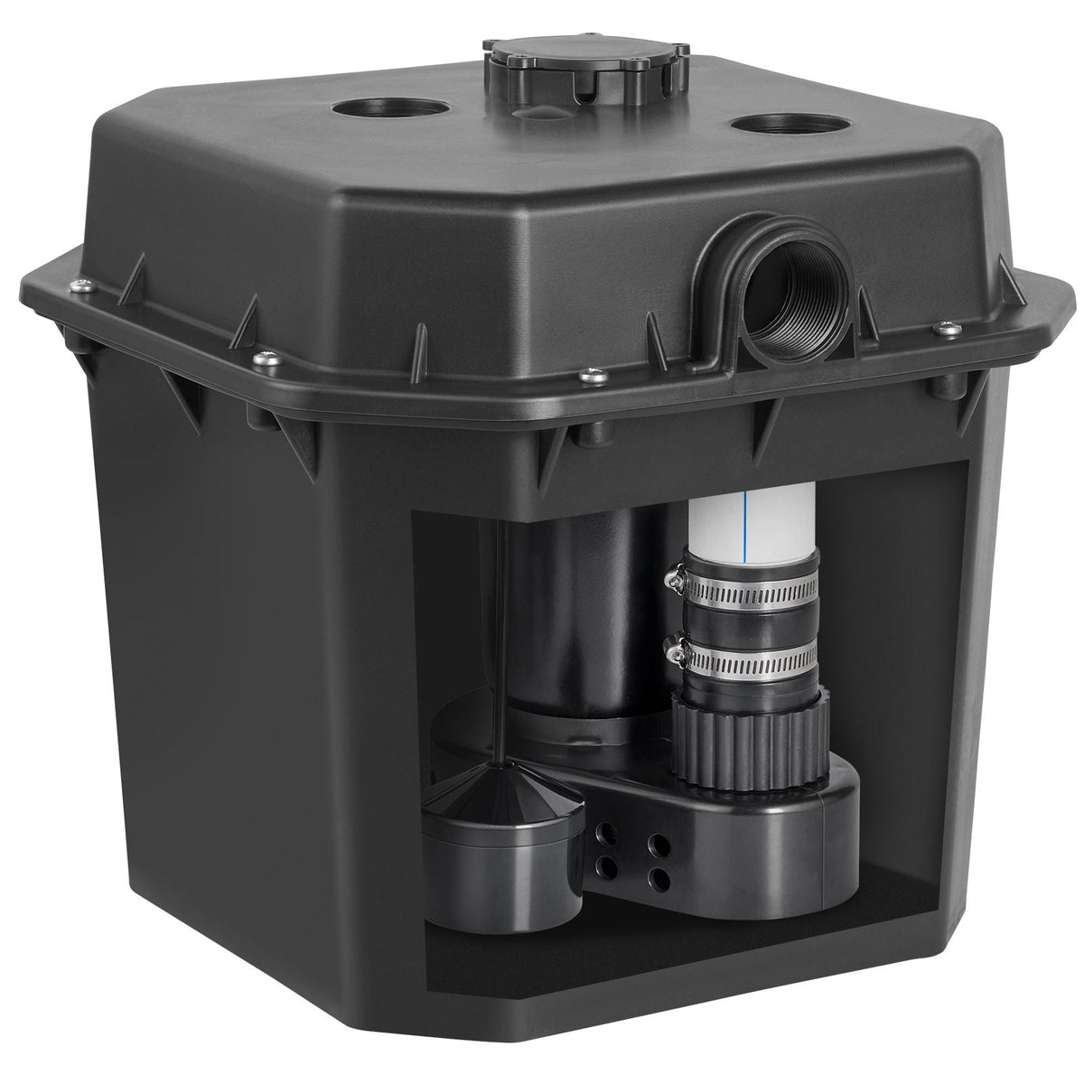 Utility Sink Pump, 1/3 HP, 120-Volt, 2900 GPH Flow, 25 ft Head, Under-Sink Sump Pump System with 6 Gallon Basin, Automatic Utility/Laundry Sink Pump, Drain Pump with 1-1/2" NPT Outlet, Black