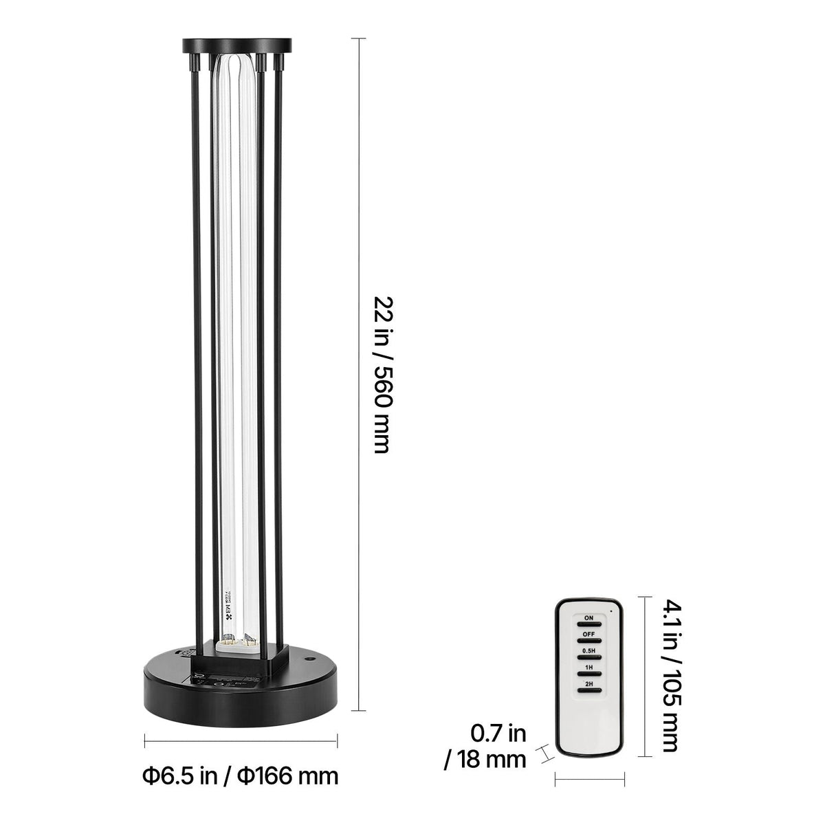 UV Light, 55W Ultraviolet Lamp with Ozone Purifier, UVC Lamp with 30/60/120 Minutes 3-Gear Timer and Remote Control, for Room up to 750 sqft, UVO Lights for Living Room, Bedroom, Hotel, School