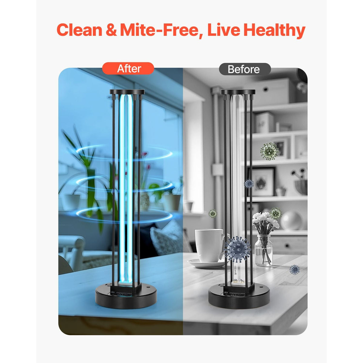 UV Light, 55W Ultraviolet Lamp with Ozone Purifier, UVC Lamp with 30/60/120 Minutes 3-Gear Timer and Remote Control, for Room up to 750 sqft, UVO Lights for Living Room, Bedroom, Hotel, School