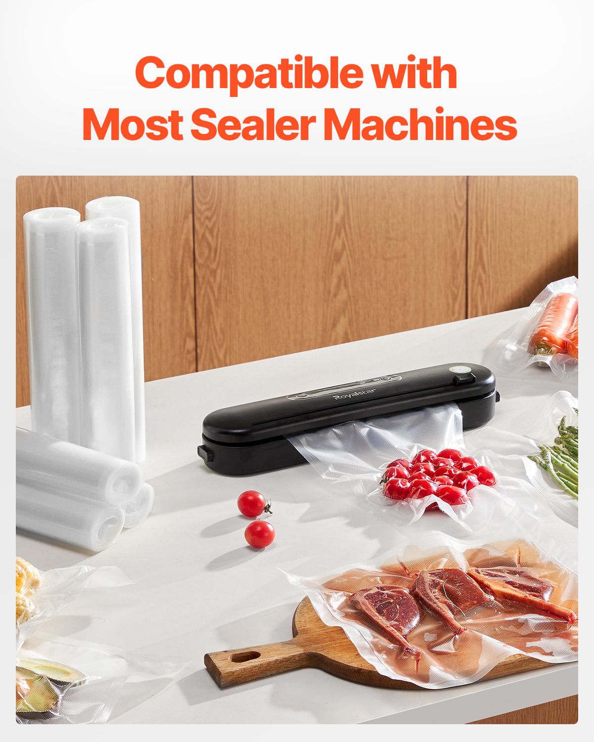 Vacuum Sealer Bags, 3 Rolls 11 In x 20 Ft & 3 Rolls 8 In x 20 Ft, Non-BPA Food Grade Seal A Meal Freezer Bag, Customizable Vac Sealing Food Saver Bags, Storage Vac Bag for Meal Prep or Sous Vide