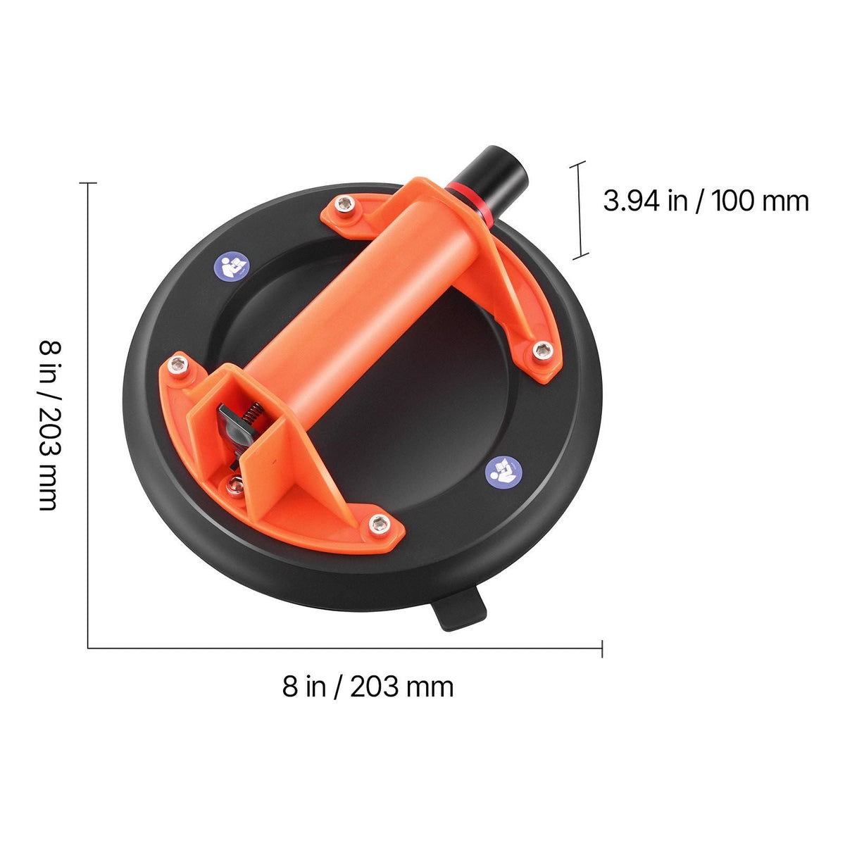 Vacuum Suction Cup, 8-Inch Vacuum Glass Lifter with ABS Handle, 400 lbs Max Lifting Capacity Tile Suction Cup Tool with Carrying Case for Lifting Large Tile, Granite, Drywall, Windows (1-Pack)