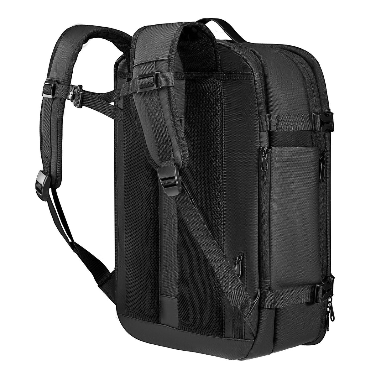 Vacuum Travel Backpack, 65L, Expandable Vacuum Seal Compression Travel Backpack, with TSA-Approved Lock, Multiple Pockets Compartments, Water-Resistant Carry-On Suitcase Luggage, No Pump, Black