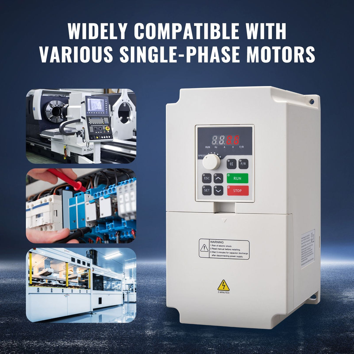 Variable Frequency Drive, AC 220V Input 4KW Variable Frequency CNC Drive Inverter Converter, VFD 5.5HP 1 or 3 Phase Input, 3 Phase Output, CNC Motor Inverter Converter for Motor Speed Control