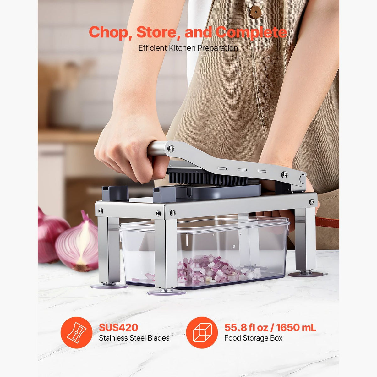 Vegetable Chopper Mandoline Slicer, All-in-1 Food Veggie Cutter with 8 Stainless Steel Blades, Cheese Grater Onion Potato Salad Dicer with Container,Kitchen Gadgets&Essentials Home Appliances
