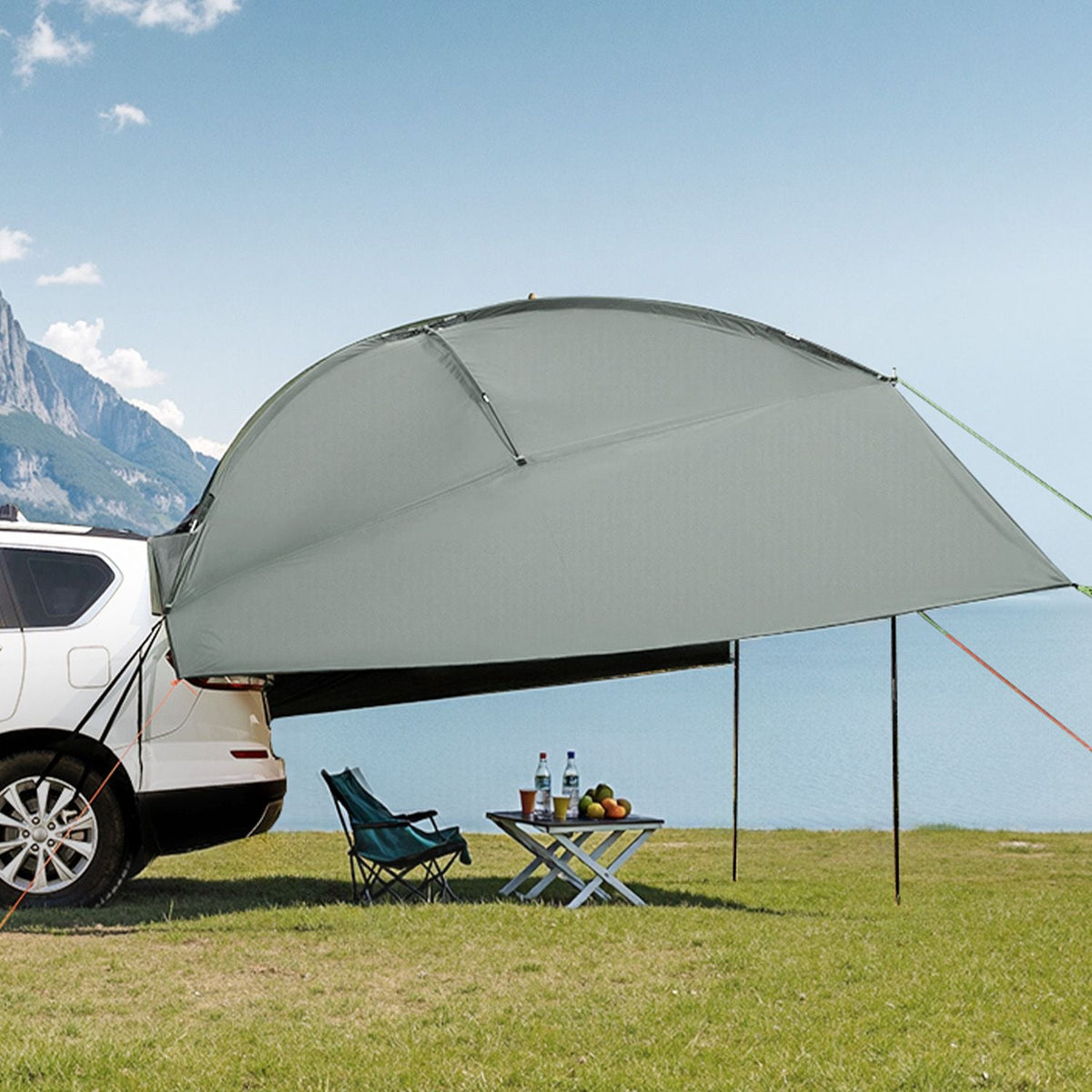 Vehicle Awning, Large 10' x 7' Shade Coverage Car Side Awning, PU2000mm UV50+ Car Awning with Extended Side Canopies and Portable Storage Bag, Suitable for Truck, SUV, Van, Campers