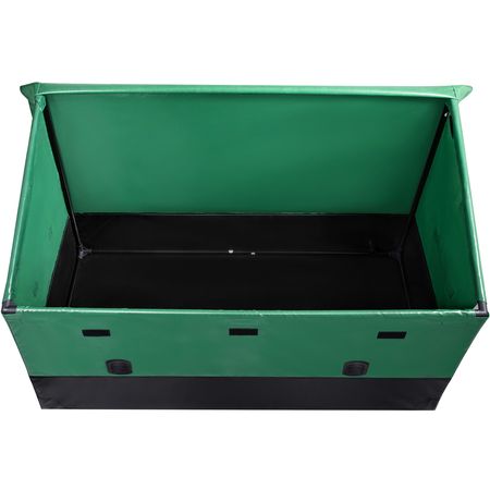 VEOVR Outdoor Storage Box, 150 Gallon Waterproof PE Tarpaulin Deck Box with Galvanized Frame, All-Weather Protection & Portable, for Camping, Garden, Poolside, and Yard, Brown & Blue