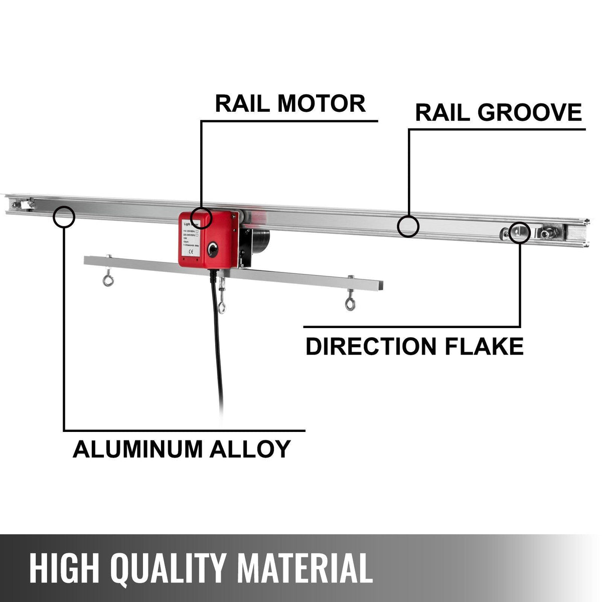 10.8 ft Adjustable Indoor Grow Light Mover Track Rail Mover Kit 10 r/min, Mover Motor w on/Off Button, Three Moving Rails, 0-120 Second Adjustable Time Delay Hydroponic Lighting System