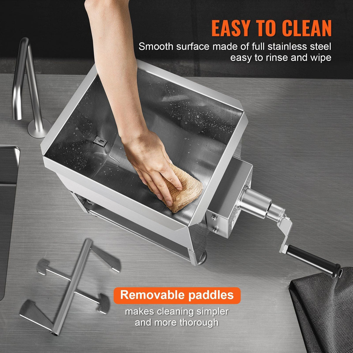 120 Pound Manual Meat Mixer Sausage Hand Mixer Machine Stainless Steel