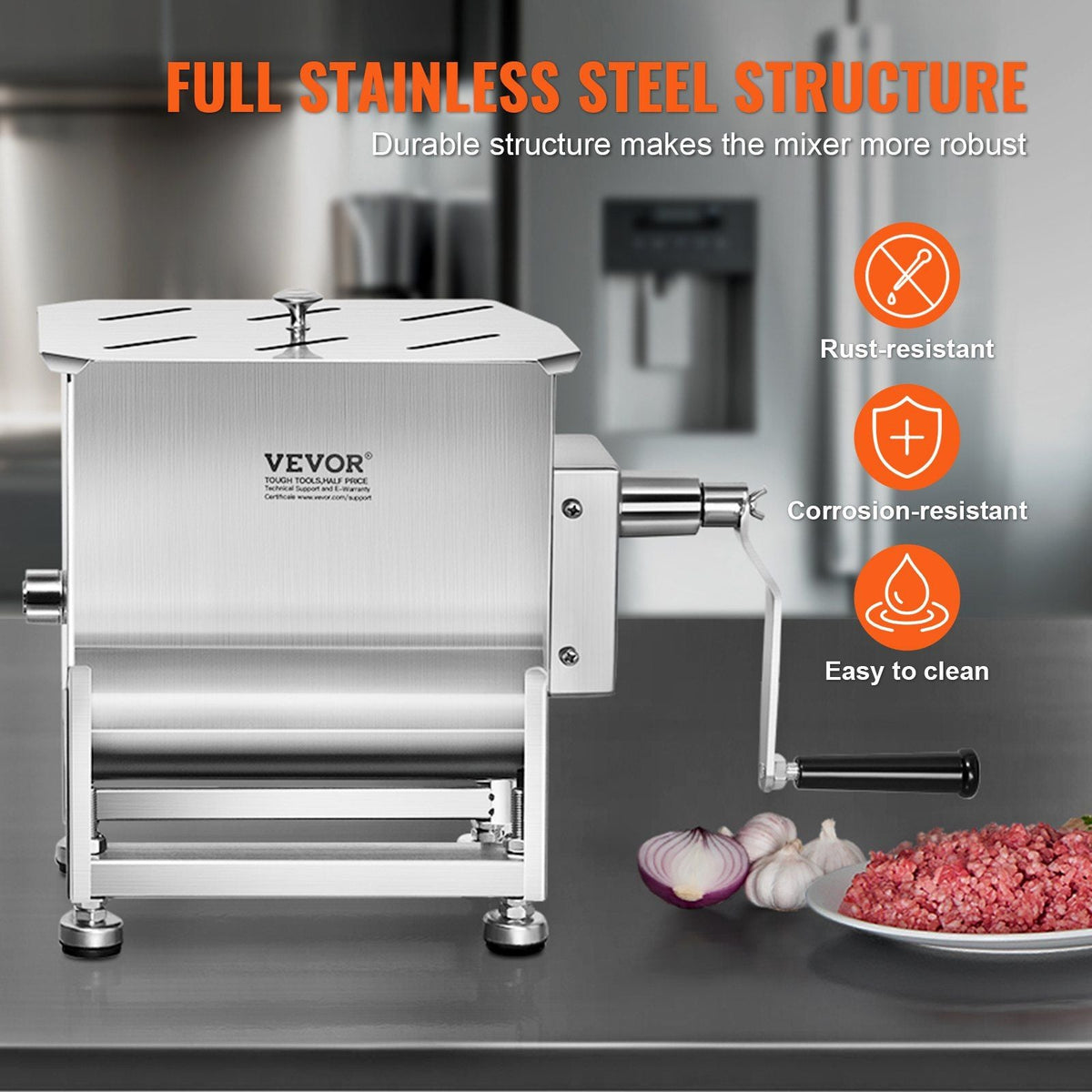 120 Pound Manual Meat Mixer Sausage Hand Mixer Machine Stainless Steel