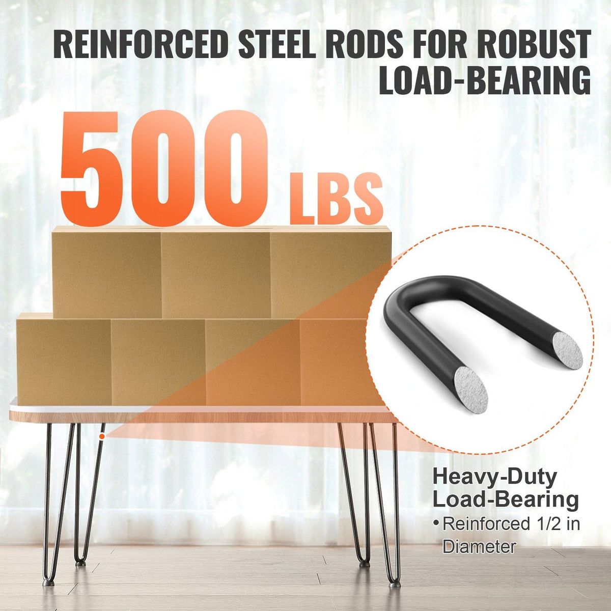 16" Hairpin Furniture Legs Solid Metal Heavy Duty Dining Table Leg Modern