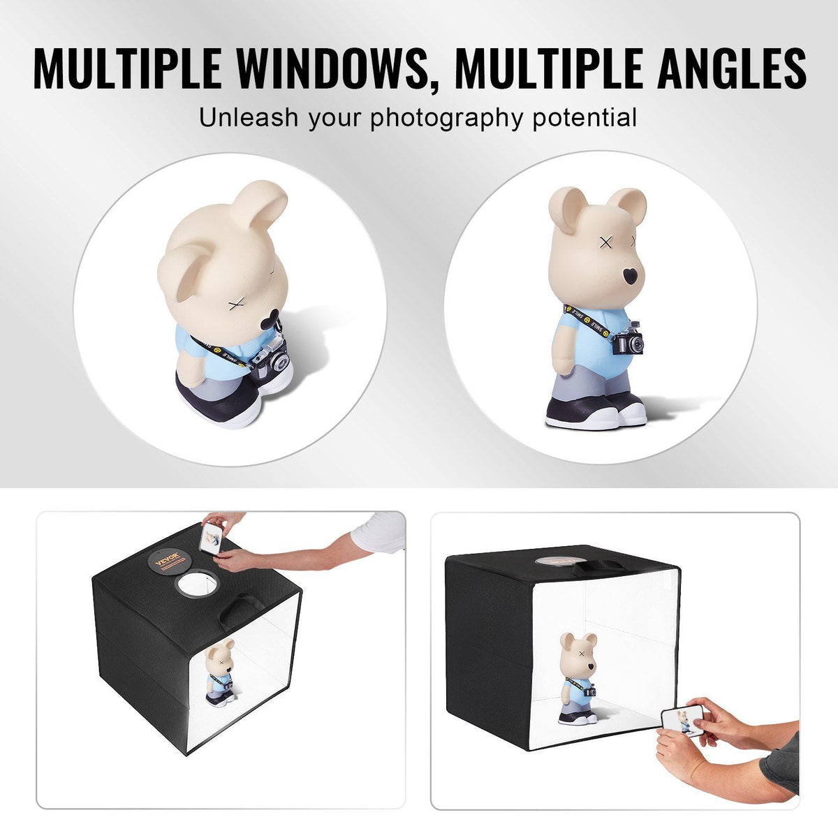 16" x 16" Photo Studio Light Box 3000-5600K 6 Double-Sided Color Backdrops