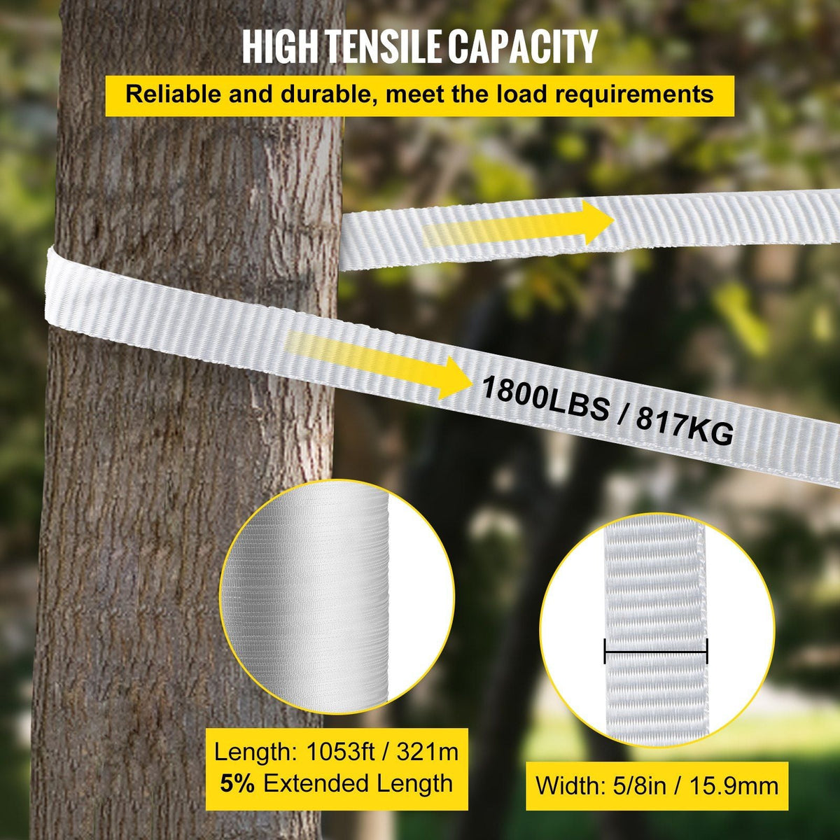 1800Lbs Polyester Pull Tape, 1053' x 5/8" Flat Tape for Wire & Cable Conduit Work Variable Functions, Flat Rope for Pulling/Loading/Packing in Any Weather CONDITON