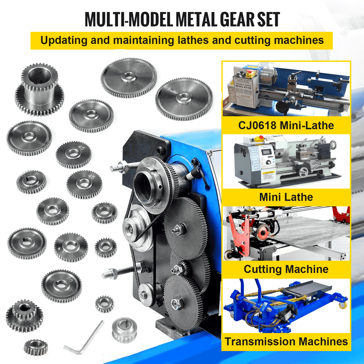 18pcs/Set CJ0618 Lathe Mini Lathe Gears Metal Cutting Machine Gears Lathe Gears Metal Exchange Gear (18pcs/Set)