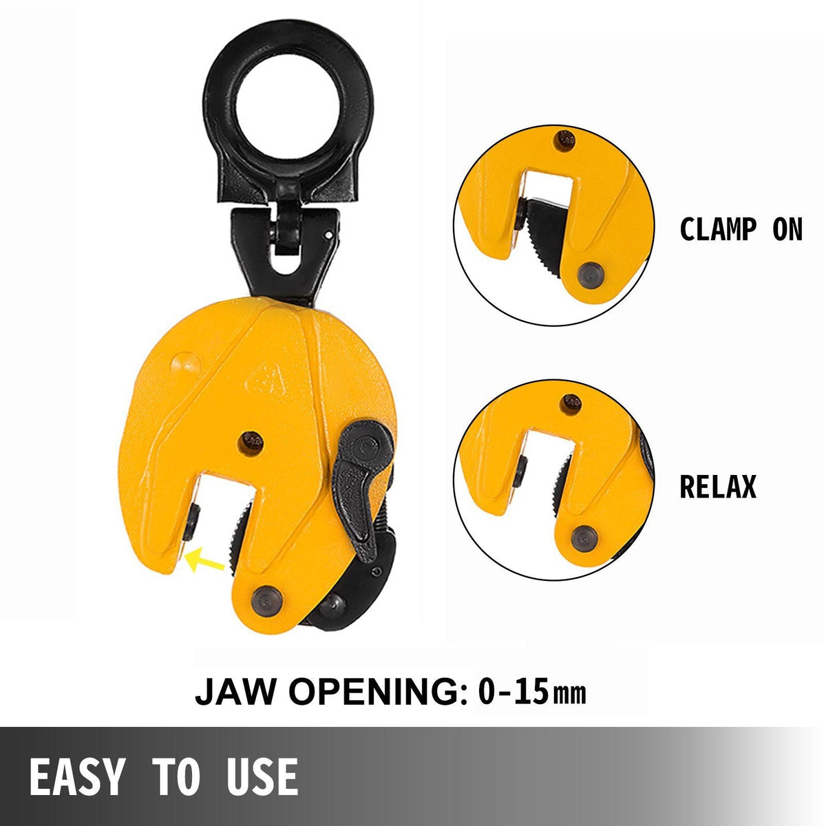 1T Plate Clamp 2200Lbs Plate Lifting Clamp Jaw Opening 0.6 inch Vertical Plate Clamp for Lifting and Transporting