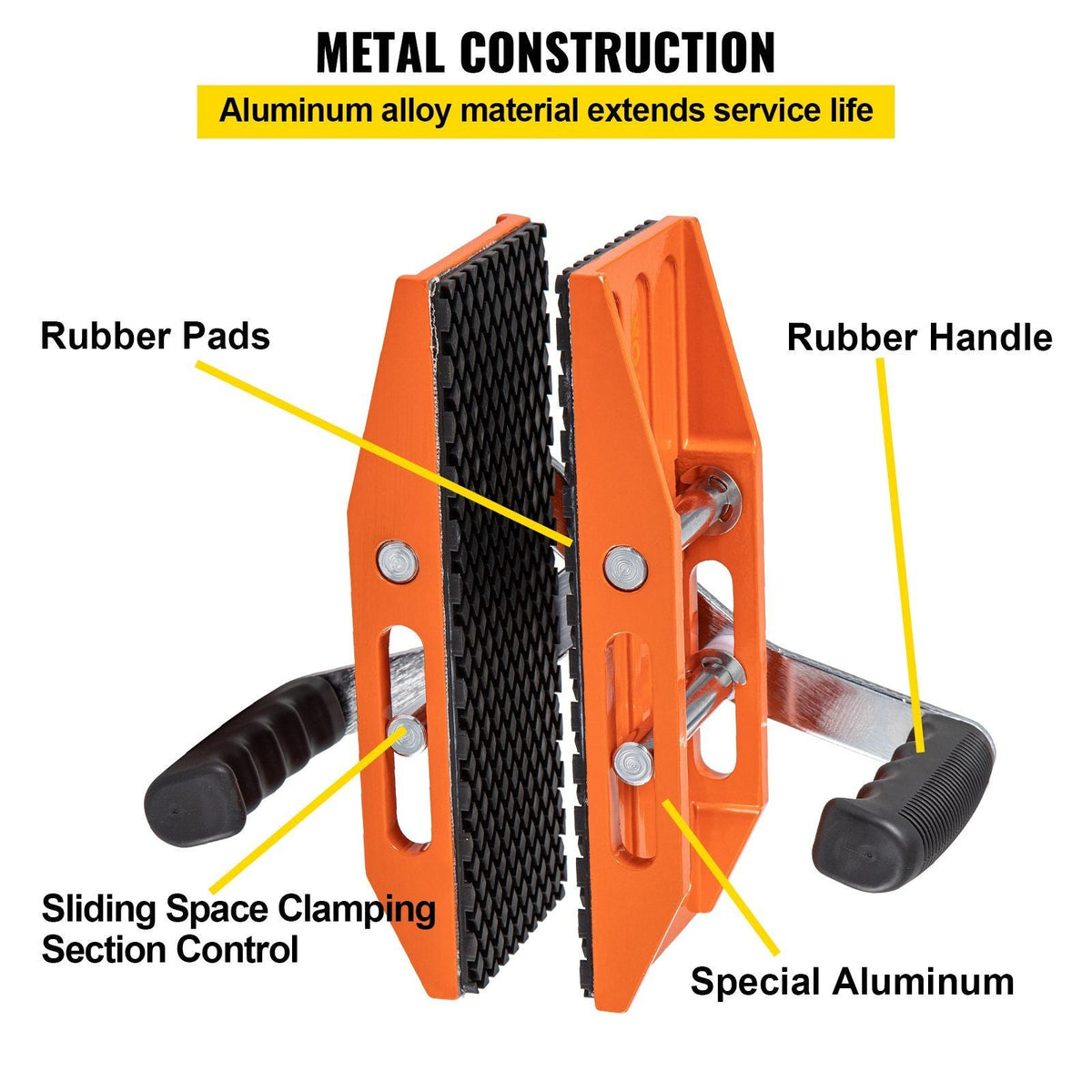 2 PCS Double Handed Stone Carrying Clamps, 1.97 inch (50mm) Granite Lifting Tools with Slip-proof Rubber Pads, 440 lbs Loading Capacity for Moving Marble, Glass, Slabs and Plywood