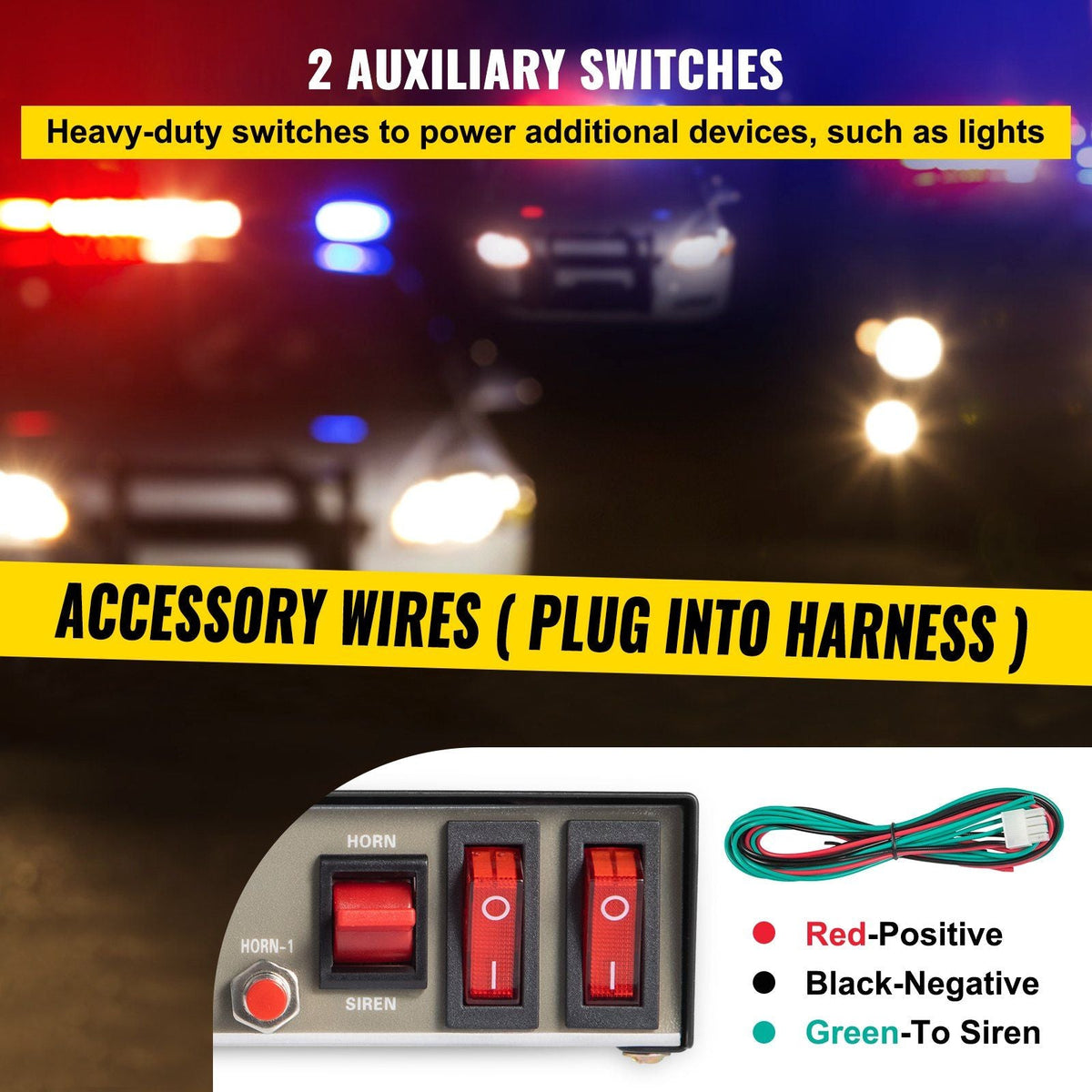200W Siren Bundle 8 Tones Emergency Warning Siren with PA Speaker MIC System Vehicle Siren Box Fit for Police, Ambulance, Fire Fighting and Engineer Vehicles
