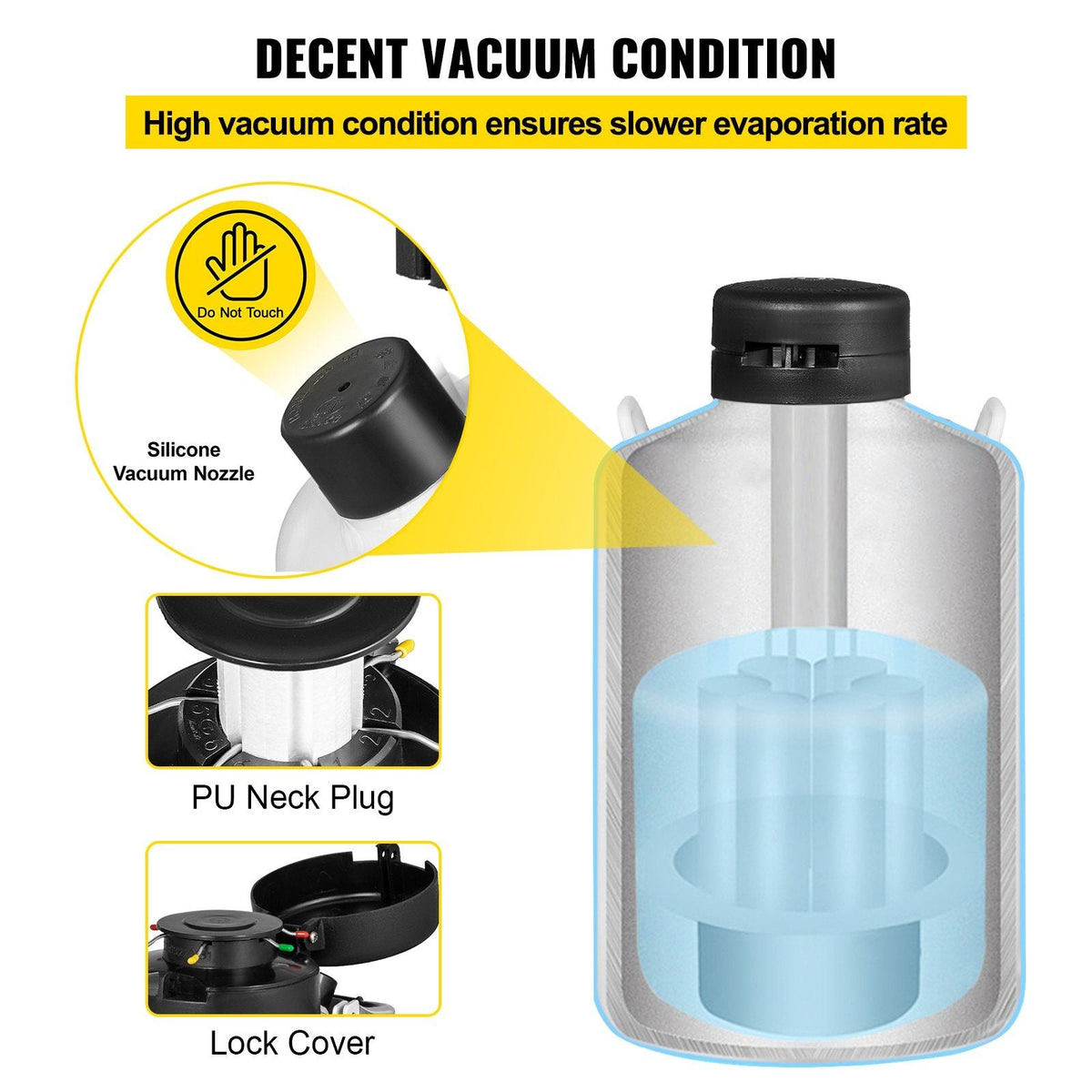 20L Liquid Nitrogen Tank Aluminum Alloy Liquid Nitrogen Dewar Static Cryogenic Container Liquid Nitrogen Container with 6 Canisters and Carry Bag