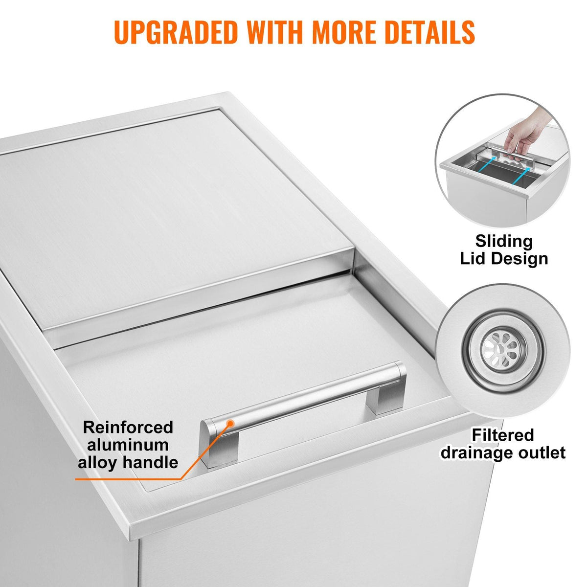 28.5Quart Drop in Ice Chest Ice Cooler Ice Bin Stainless Steel 18"x12"x15"
