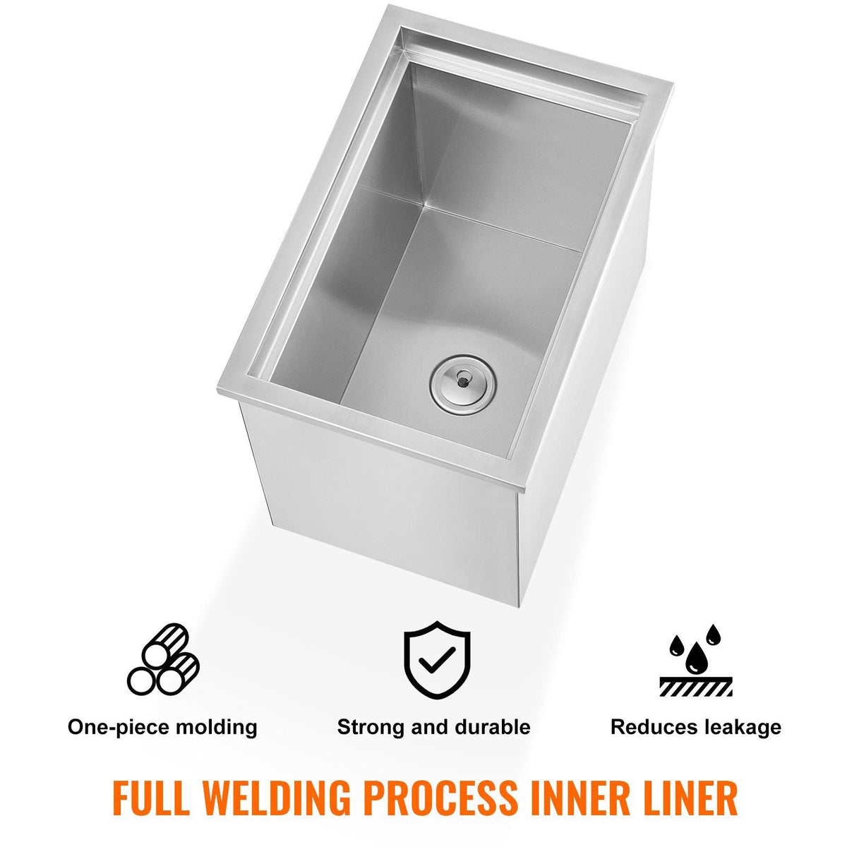 28.5Quart Drop in Ice Chest Ice Cooler Ice Bin Stainless Steel 18"x12"x15"
