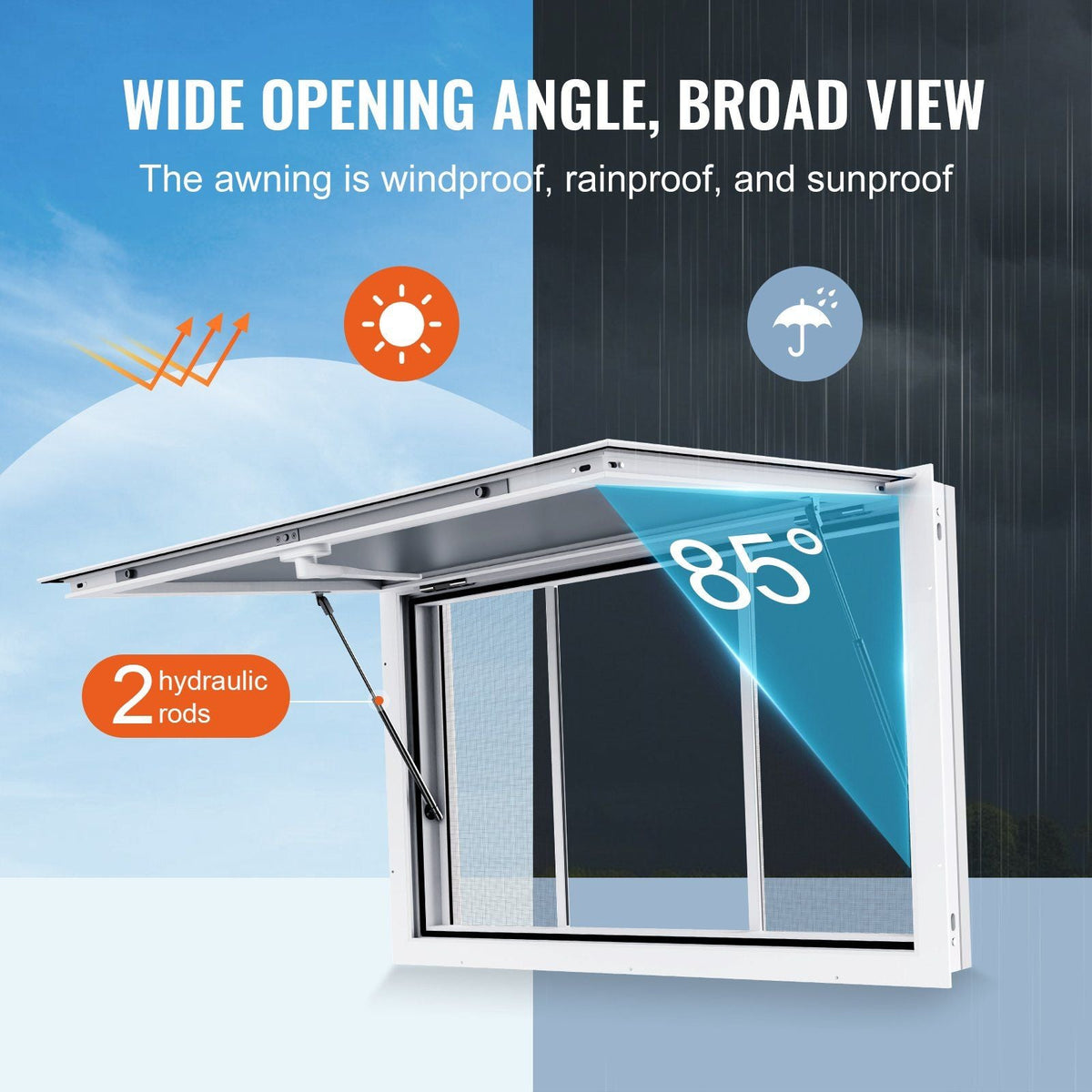 36"L x 24"W Concession Stand Serving Window Food Truck Service Awning