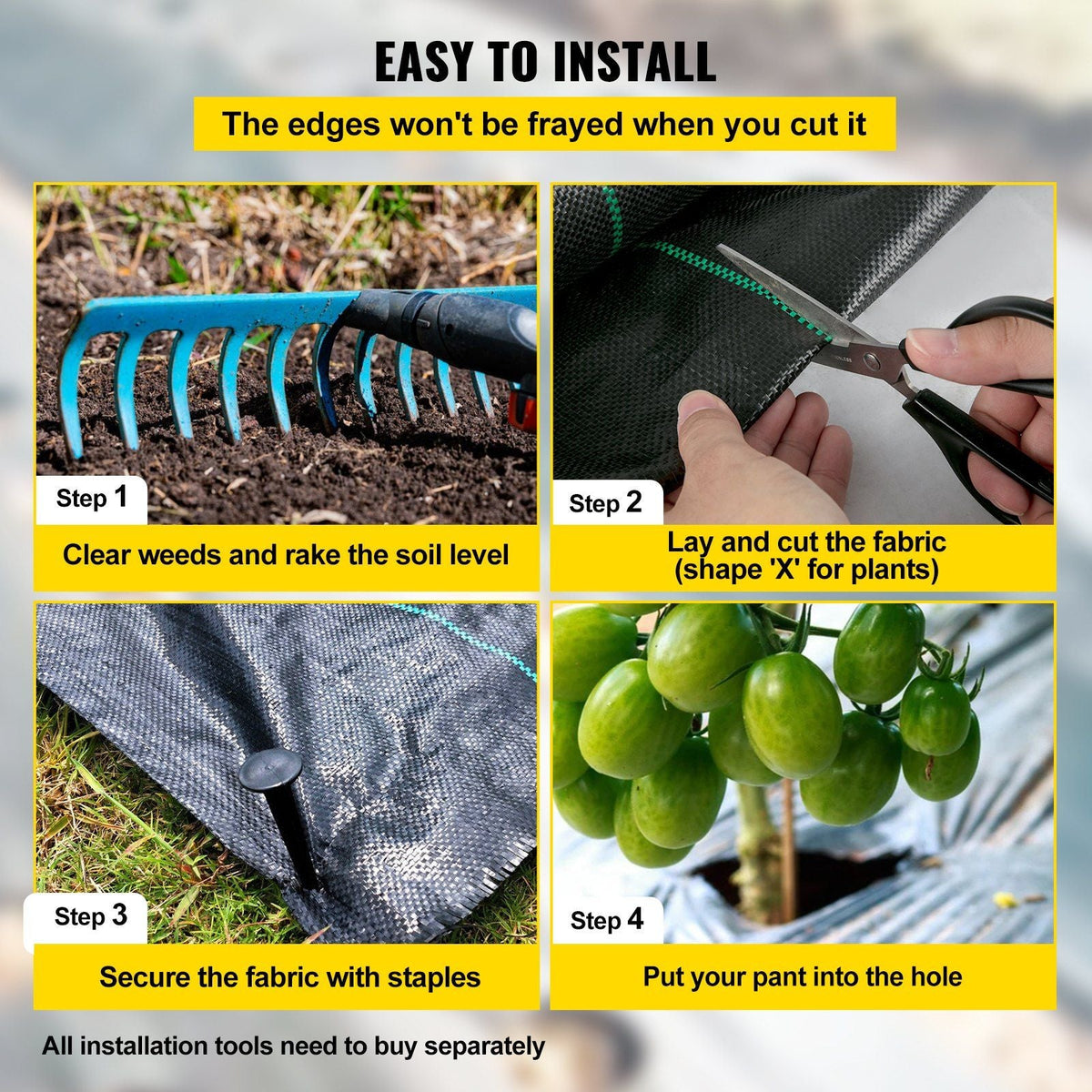 3FTx300FT Premium Weed Barrier Fabric Heavy Duty 3.2OZ, Woven Weed Control Fabric, High Permeability Good for Flower Bed, Geotextile Fabric for Underlayment, Polyethylene Ground Cover