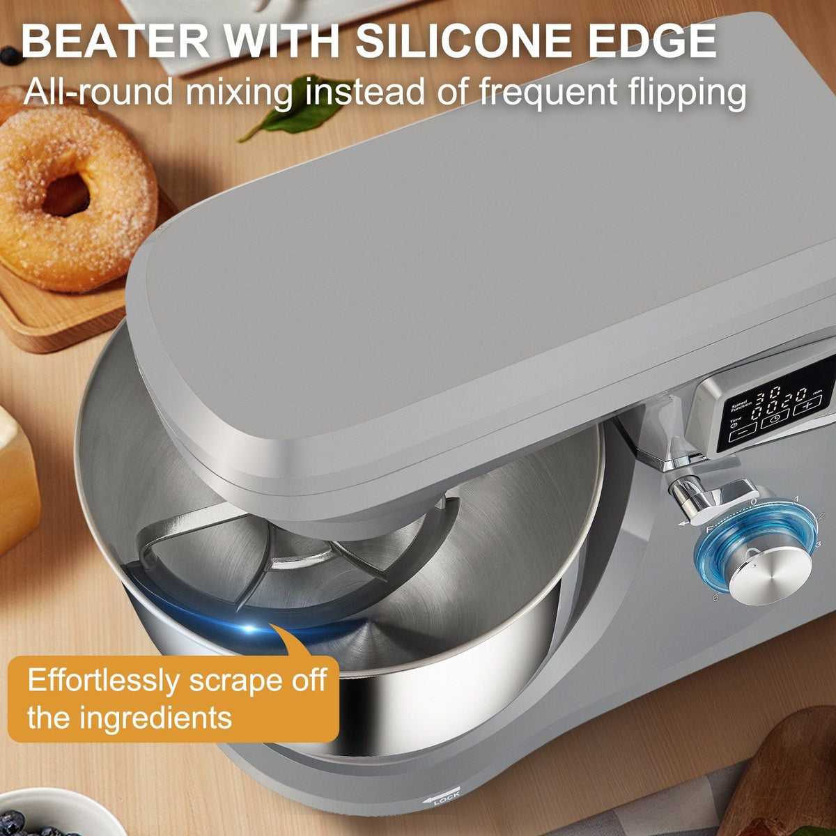 450W Stand Mixer 6-Speed Tilt-Head Dough Mixer 7.4 Qt Bowl 3 Attachments