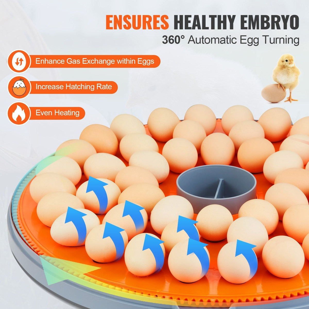 48 Egg Incubator, Incubators for Hatching Eggs, 360° Automatic Egg Turner with Temperature and Humidity Display, 48 Eggs Poultry Hatcher with ABS Transparent Shell for Chicken, Duck, Quail
