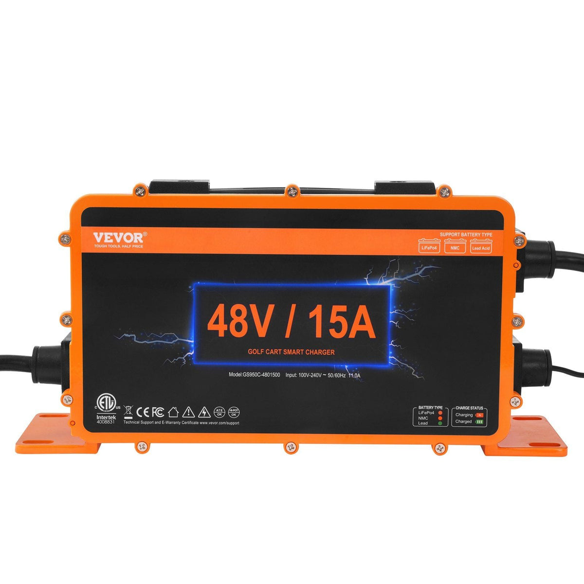 48 Volt 15 AMP Golf Cart Smart Battery Charger for Club Car 3-Pin Round