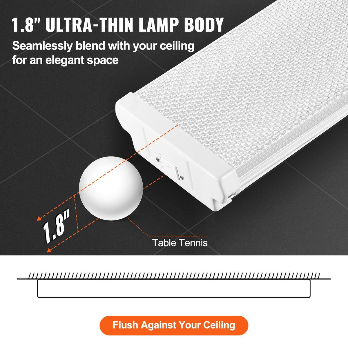 4FT LED Wraparound Light, 40W, 4500LM Flush Mount LED Shop Light, 6500K Daylight LED Kitchen Ceiling Lighting Fixtures, for Garage Office Laundry Craft Room Fluorescent Tube Replacement, ETL