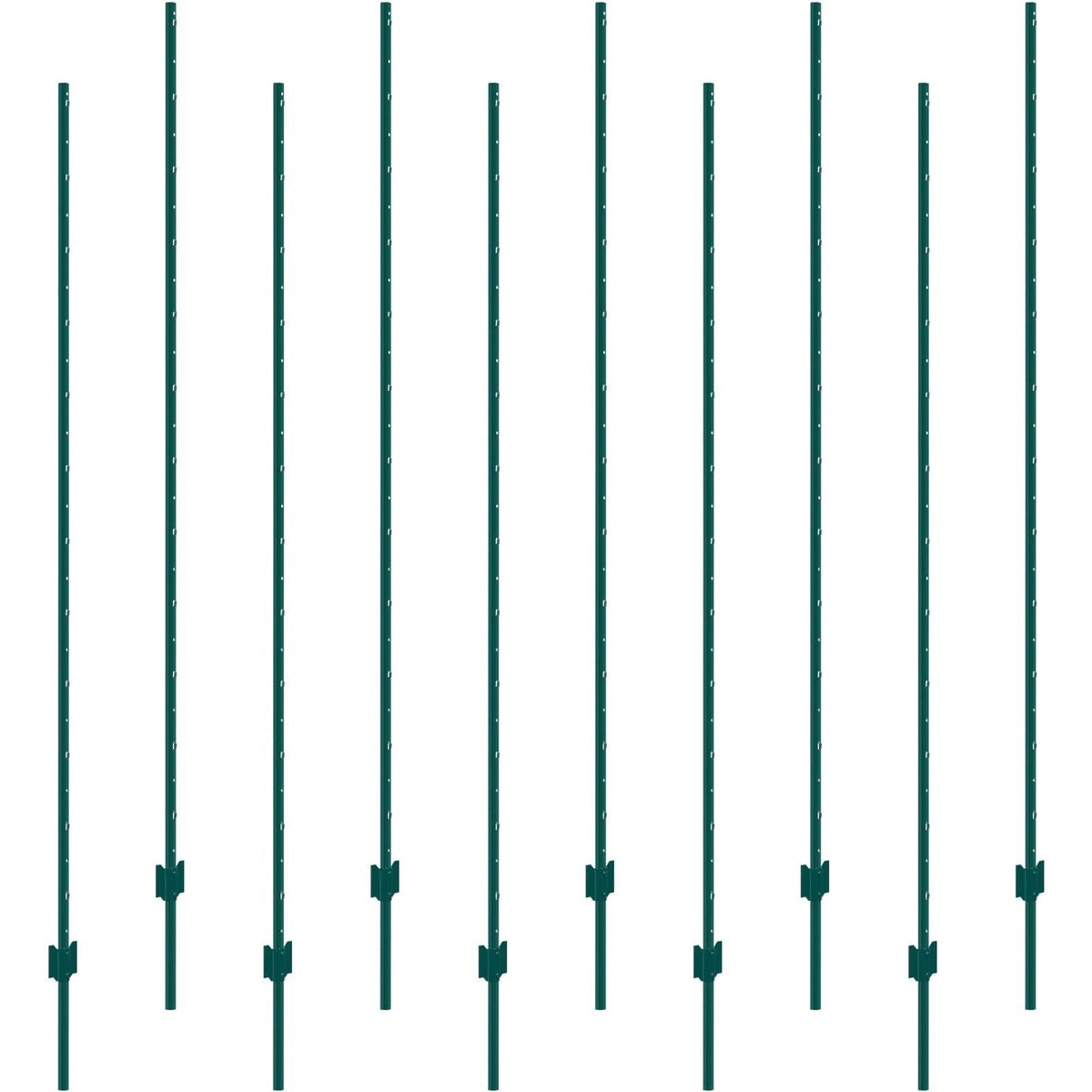 7 Feet Fence Post 10 Pack T-Post Heavy Duty Metal Fence Posts Green