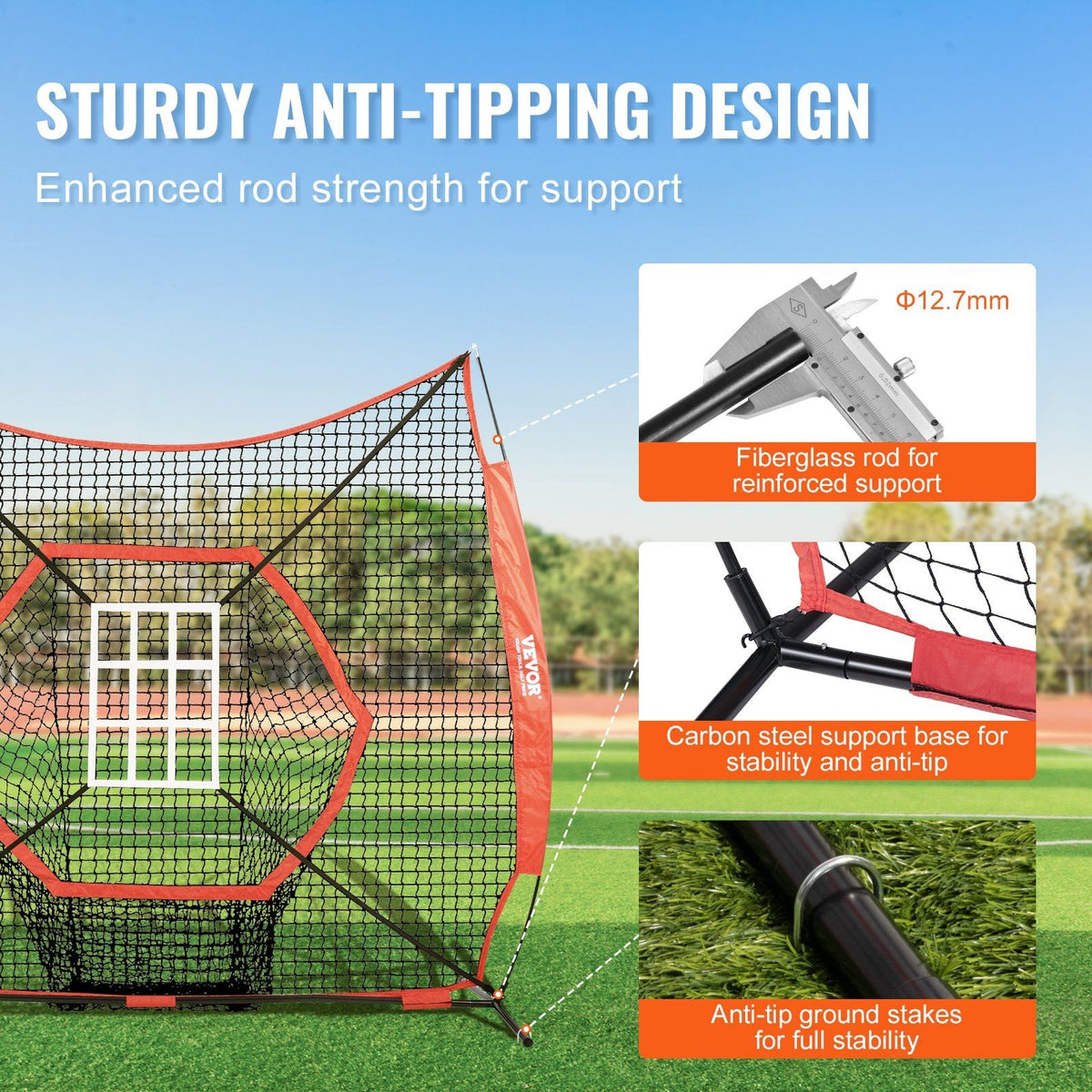 7x7 ft Baseball Softball Practice Net, Portable Baseball Training Net for Hitting Batting Catching Pitching, Backstop Baseball Equipment Training Aids with Bow Frame, Carry Bag, and Strike Zone