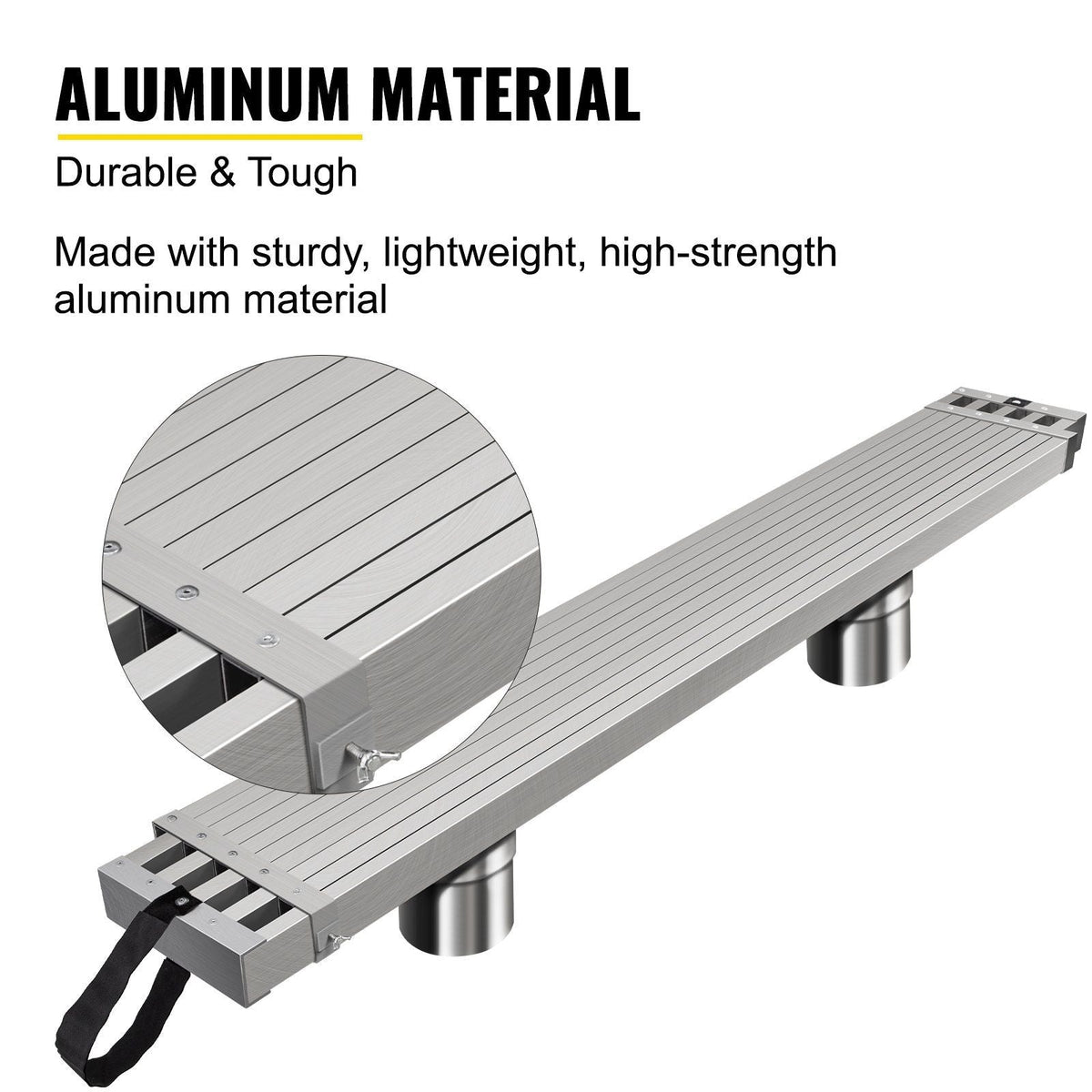 Aluminum Work Plank, 9-15ft Telescoping Plank, 440lbs Capacity Aluminum Extension Plank, 12.5 inch Width, Aluminum Scaffolding Plank with Skid-Proof Platform Scaffold Ladder Accessory