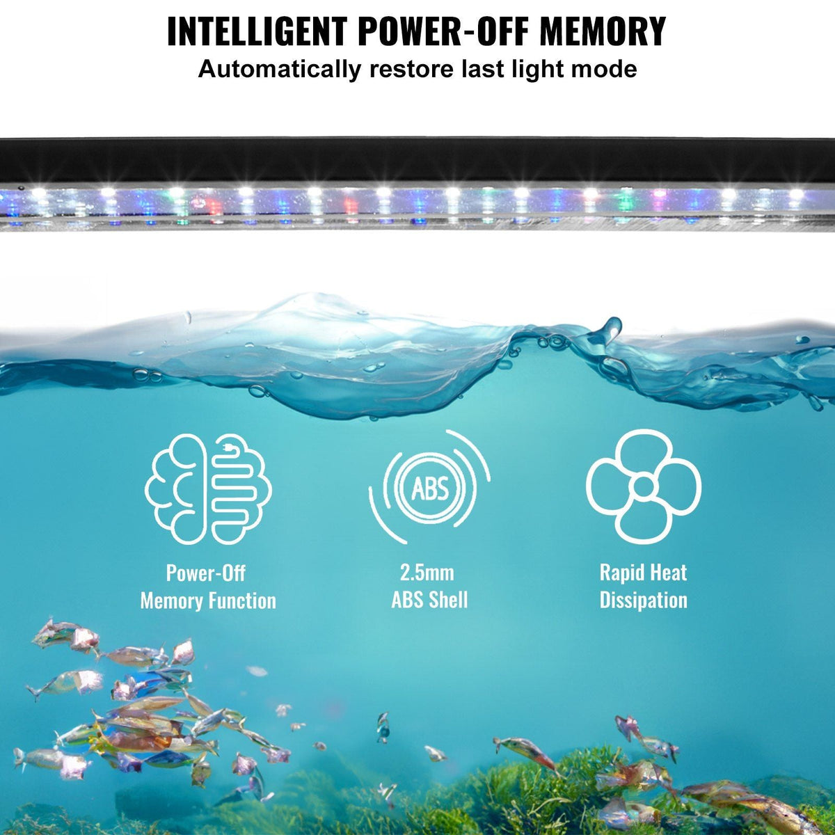 Aquarium Light, 18W Full Spectrum Fish Tank Light with 5 Levels Adjustable Brightness, Adjustable Timer and Power-Off Memory, with ABS Shell Extendable Brackets for 24"-30" Freshwater Fish Tank