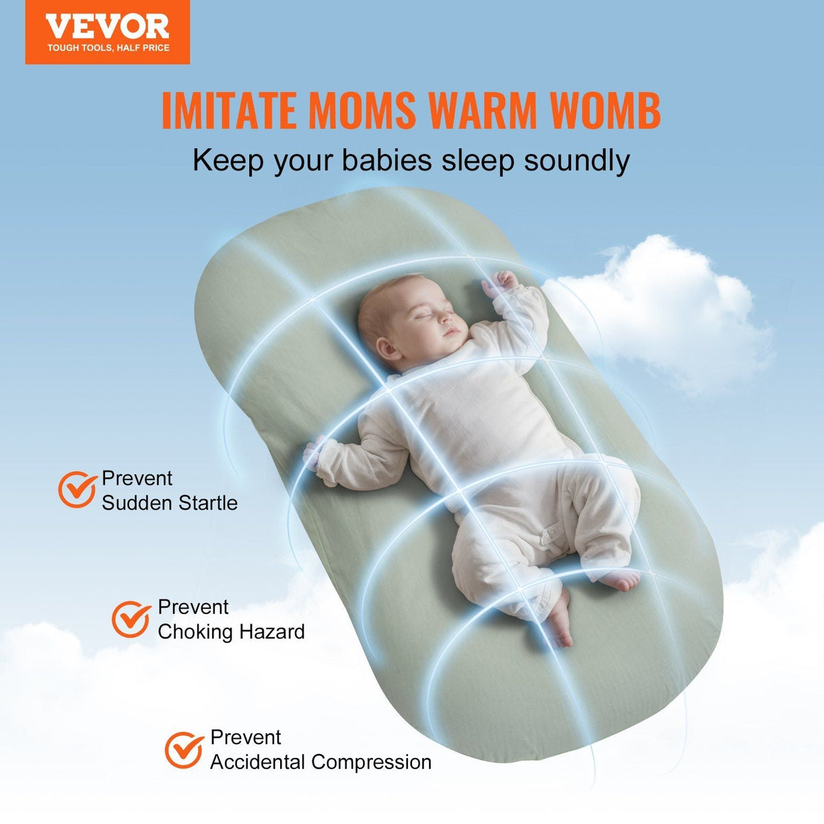 Baby Infant Lounger 100% Cotton Soft Newborn Nest Sleeper with 2 Covers