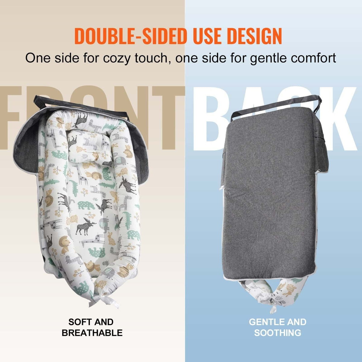 Baby Lounger Baby Nest Sleeper for Newborn 100% Cotton with Headrest